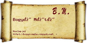 Bogyó Máté névjegykártya